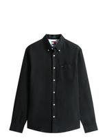 Tommy Jeans - Tjm Reg Linen Shirt - Lininiai marškiniai - Juoda