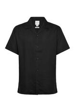 Calvin Klein - Ss Camp Collar Solid Linen Class - Marškiniai trumpomis rankovėmis - Juoda