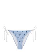 Tommy Hilfiger - V String Side Tie Emb. - Bikinis su raišteliais šonuose - Mėlyna