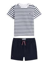 Tommy Hilfiger - Essential Stripe Tee + Short Set - Marškinėlių rinkinys trumpomis rankovėmis - Tamsiai mėlyna
