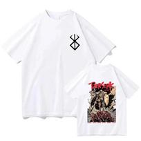 Berserk T Shirts Guts Funny T Shirt Men Cool Manga Graphic T-Shirt Japanese Anime Women Cotton Manga Hip Hop Tops Tees S įvairiaspalvis