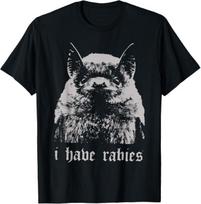 Vintage I Have Rabies Bat Funny Meme Quotes T-Shirt S įvairiaspalvis