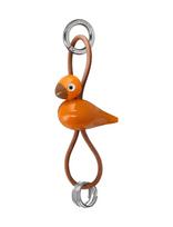 Kay Bojesen - Fugl Sølvtonet Metal Nøglering Med Naturlæder Orange - Raktų pakabukai ir rankinių pakabukai - Oranžinė