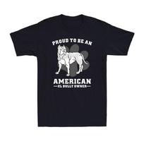 Proud American Bully Lover Dog Pet Pitbull Satire Men's Cotton T-Shirt S įvairiaspalvis