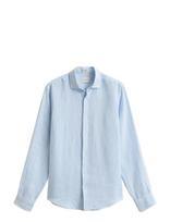 Gant - Reg Linen Stripe Shirt - Lininiai marškiniai - Mėlyna