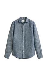 Gant - Reg Linen Stripe Shirt - Lininiai marškiniai - Mėlyna
