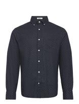 Gant - Reg Cotton Linen Print Shirt - Lininiai marškiniai - Tamsiai mėlyna