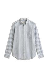 Gant - Reg Cotton Linen Stripe Shirt - Lininiai marškiniai - Mėlyna