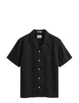 Gant - Reg Gmnt Dyed Linen Ss Camp Shirt - Marškiniai trumpomis rankovėmis - Juoda