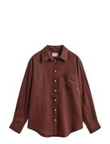Gant - Rel Linen Ls Shirt - Marškinėliai ilgomis rankovėmis - Ruda