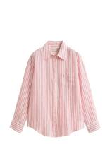 Gant - Rel Striped Linen Ls Shirt - Marškinėliai ilgomis rankovėmis - Rožinė