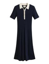 Gant - Rib Knit Rugger Dress - Iki kelių ir midi suknelės - Tamsiai mėlyna