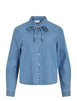 Vila - Viconga L/S Bow Denim Shirt - Džinsiniai marškiniai - Mėlyna