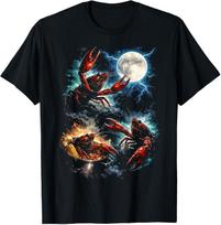 Crawfish Cursed Moon Howl Meme Funny Lobster Men Women Kids T-Shirt S įvairiaspalvis