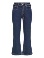 ONLY - Onlemily Hw Crop Flare Belt Dnm Mae - Platėjančios kelnės - Mėlyna