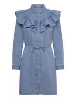 ONLY - Onlindigo Ls Frill Dnm Dress Cs - Marškininė suknelė - Mėlyna