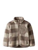 Name It - Nmmmonico Sherpa Jacket Check - Flisinė striukė - Ruda