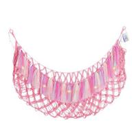 Yousheng Toy Net Bag with String Light Tassels Design Large Capacity Wall-Mounted Plush Toy Hammock Storage Net Playroom Plush Toy Holder