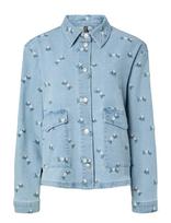 Pieces - Pcflora Ls Denim Emb Shirt Noos - Džinsiniai marškiniai - Mėlyna