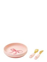 Elodie Details - Silicone Plate Set Rosy Bow - Kūdikių vakarienės rinkiniai - Rožinė