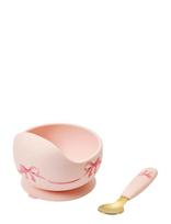 Elodie Details - Silicone Bowl Set Rosy Bow - Kūdikių vakarienės rinkiniai - Rožinė