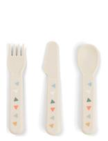 Done By Deer - Foodie Cutlery Set Celebration Sand - Stalo įrankiai - Kreminė spalva