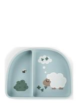 Done By Deer - Stick&Stay Compartment Bowl Tiny Farm Blue - Lėkštės - Mėlyna