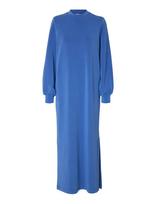Selected - Slftenny Ls O-Neck Ankle Dress - Ilga suknelė - Mėlyna