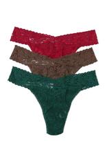 Hanky Panky - Hanky Panky Signature Lace, Low Rise Thong, 3 Pack Boxed - Stringai - Raudona