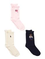 Ralph Lauren Kids - Bci Cotton-Amrcn Grl Br-Akl-3Pk - Kojinės - Rožinė