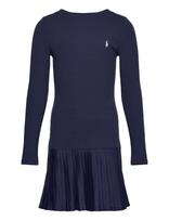 Ralph Lauren Kids - Pleated-Skirt Ribbed Dress - Suknelė ilgomis rankovėmis - Tamsiai mėlyna