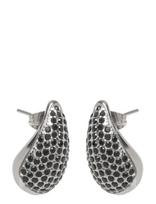Bud To Rose - Drop Crystal Stud Earring Black/Silver - Išraiškingi auskarai - Sidabro