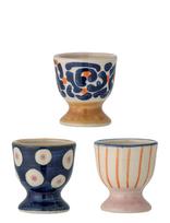 Bloomingville - Eviaya Egg Cup, Blue, Stoneware - Kiaušinių indelis - Marga / raštuota