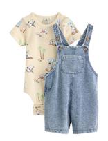 Lindex - Set - Bib Trousers And Bodysuit - Bodžių rinkinys - Kreminė spalva