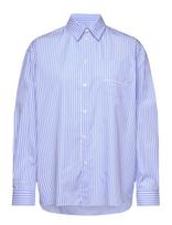 Sporty & Rich - Eden Script Oversized Shirt - Marškinėliai ilgomis rankovėmis - Mėlyna