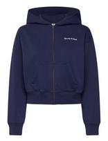 Sporty & Rich - Eden Crest Embroidered Cropped Zip Hoodie - Džemperis - Tamsiai mėlyna