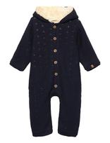 Minymo - Suit Knit W. Teddy Lining - Flisinis kombinezonas - Tamsiai mėlyna