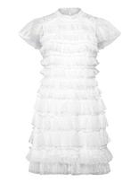 Bubbleroom - High Neck Tulle Frill Dress - Trumpa suknelė - Balta