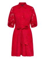 Lauren Ralph Lauren - Eyelet Voile Balloon-Sleeve Shirtdress - Iki kelių ir midi suknelės - Raudona