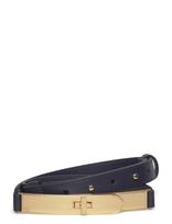 Lauren Ralph Lauren - Turn-Lock Skinny Leather Belt - Juosmens diržas - Tamsiai mėlyna
