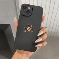 For iPhone 15 Pro Max Case Minimalist Cartoon Sun Moon Phone Case For iPhone 16 15 14 13 12 11 XS XR X 7 8 Plus Silicone Cover For iPhone 16 Plus