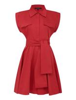 French Connection - Alexis Cotton Belted Dress - Trumpa suknelė - Raudona
