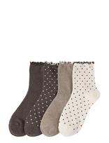 Lindex - 4-Pack High Ankle Socks - Futbolo kojinės iki kulkšnių - Ruda