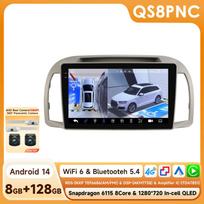 Hizpo Snapdragon Automobilio radijas AI Carplay Android Automobilio radijas Nissan March Micra K12 2002 -2010 Navigacija Auto GPS Galvos blokas Stereo 5G WIFI Multimedia QS8 8Core 8G 128G 360