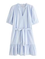 Lindex - Mini Dress In Seersucker - Trumpa suknelė - Mėlyna
