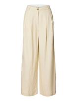 Selected - Slfextra Wide Magna Mw Linen Pant - Plačios kelnės - Kreminė spalva