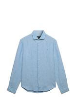 Superdry - Riviera L/S Linen Shirt - Lininiai marškiniai - Mėlyna