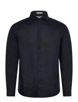 Superdry - Riviera L/S Linen Shirt - Lininiai marškiniai - Tamsiai mėlyna