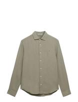 Superdry - Riviera L/S Linen Shirt - Lininiai marškiniai - Chaki spalva