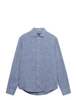 Superdry - Riviera L/S Linen Shirt - Lininiai marškiniai - Mėlyna